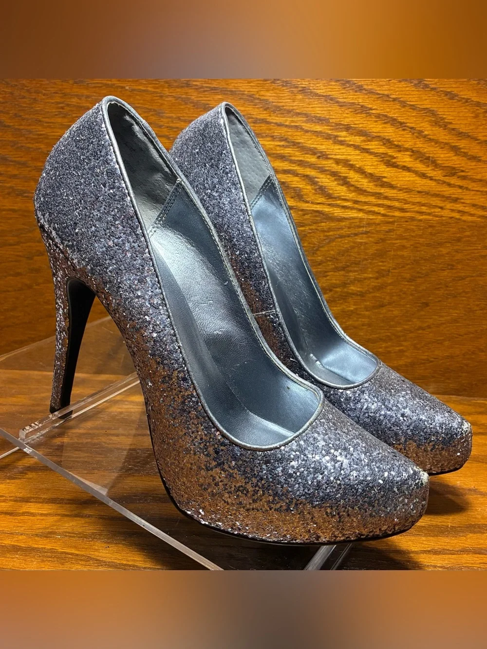 Michael Silver Glitter Platform Pumps Size 8.5